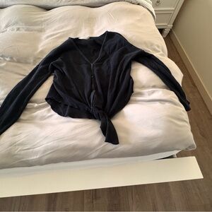 Babaton Black Long Sleeve Tie Front Blouse